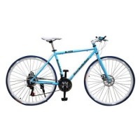 rockefeller洛克菲勒 700C 26寸三角架直把公路自行车 新款21速禧玛诺 双碟刹公路车 天空蓝