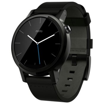 Motorola摩托罗拉 新一代 Moto 360智能手表 (42毫米高规格不锈钢 Horween真皮 黑色时尚经典男款)Moto 360二代
