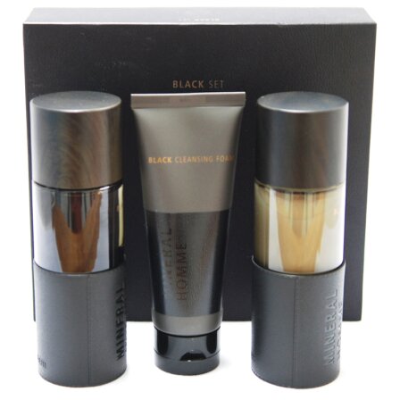 The saem得鲜 矿物质男士黑色套装(化妆水130ml+化妆乳130ml+洗面奶100ml/盒)韩国进口