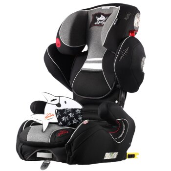 Kiddy 安全座椅 领航者fix 带isofix接口 靠背四挡调节 儿童汽车安全座椅 适合15-36kg 黑灰色 4岁-12岁