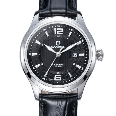 CASIMA卡斯曼 简约时尚手表商务女士皮带石英表日历夜光防水女表5112-SL7黑色