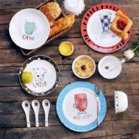 瓷工巧匠 卡通餐具套装 可爱西餐餐具 碗盘碟子套装 12件套