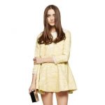 d'zzit地素 女装修身娃娃领高腰连衣裙 341O664