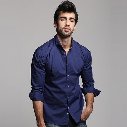 PLAYBOY花花公子 2016男士春季商务 男时尚衬衫 韩版修身衬衣 休闲