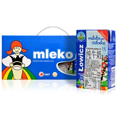 lowicz罗兹姑娘 部分脱脂纯牛奶250ml*12/提 波兰进口牛奶