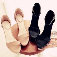 CAIZINI彩姿妮 2016新款露趾时尚OL鱼嘴鞋 一字扣粗跟宽跟显瘦凉鞋 2色可选