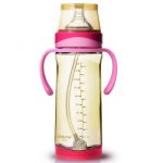 kidsme亲亲我 感温奶瓶 宽口径PPSU新生婴儿奶瓶带吸管手柄300ML(红)