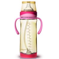 kidsme亲亲我 感温奶瓶 宽口径PPSU新生婴儿奶瓶带吸管手柄300ML(红)