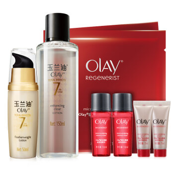 Olay玉兰油 多效修护清爽滋润呵护套装(醒肤水150ml+乳液50ml+新生4件套+新生面膜*2)
