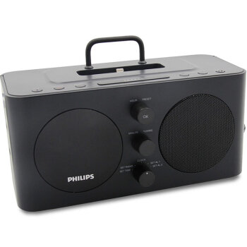 PHILIPS飞利浦 AJ6200DBZ苹果iPhone6S/6Plus/5/5s充电器 音乐基座音响 家居音箱 时钟/FM收音机 黑色