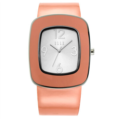 ELLE手表 复古拉丝方盘女表简约休闲百搭防水皮带石英表 EL20015S10C