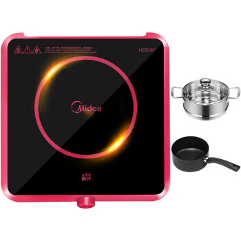 Midea美的 RX1802XL-R mini食代电磁炉时尚MINI造型极简旋钮火力(赠奶锅+蒸屉+锅盖)