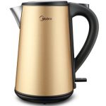 Midea美的 WHJ1507b 电水壶1.5L 304不锈钢电热水壶 无缝内胆三层拉丝烧水壶