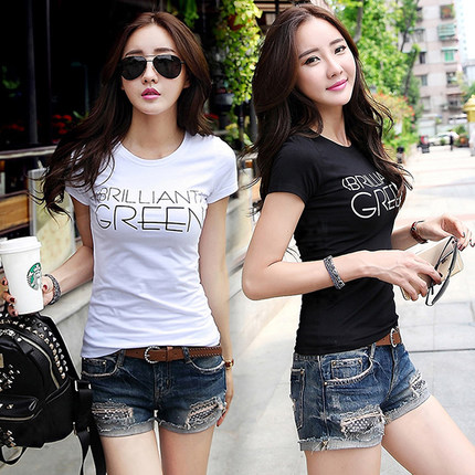 自由婷 2016春装新款女装上衣t恤韩版修身打底衫白色纯棉长袖T恤