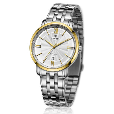 EBOHR依波 手表 时代元素系列白色钢带石英男表 50300112
