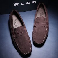 沃立谷德 圆头男鞋夏季透气磨砂豆豆鞋男士鞋子潮鞋青年套脚英伦休闲鞋 6色可选