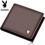 PLAYBOY花花公子 男士钱包短款头层牛皮钱夹真皮青年横款票夹潮商务休闲