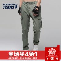 PLAYBOY花花公子 男士休闲裤2016春季简约纯色多袋长裤韩版男装含棉裤子