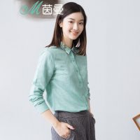 INMAN茵曼 2016秋装新款文艺印花长袖亚麻衬衣女士棉麻衬衫1863011037