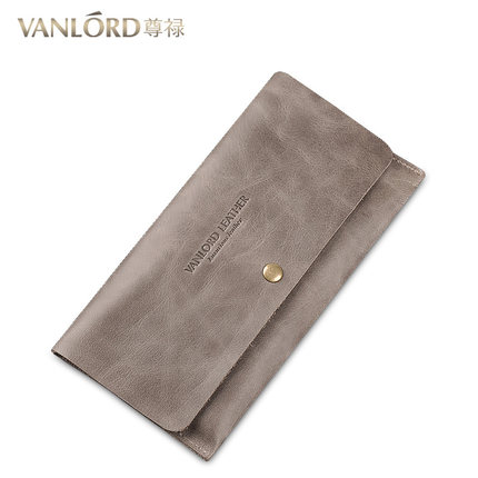 Vanlord尊禄 牛皮钱包真皮超薄手抓包头层牛皮时尚手袋男士软皮长款钱夹