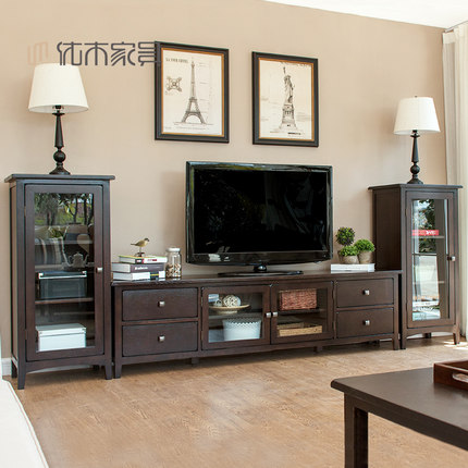 Umu优木 纯实木电视柜1.8米红橡木2米电视柜组合柜美式客厅简约现代家具