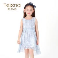 Teleria 女童连衣裙雪纺2016新款中大儿童沙滩背心裙子童装夏装碎花公主裙 5色可选