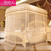 艳阳天 钓鱼竿伸缩蚊帐U型三开门不锈钢落地宫廷1.2双人家用1.5米1.8m床全尺寸