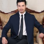 达尔鸟 中年男士夹克爸爸装薄款外套2016新款春秋季立领中老年人男装