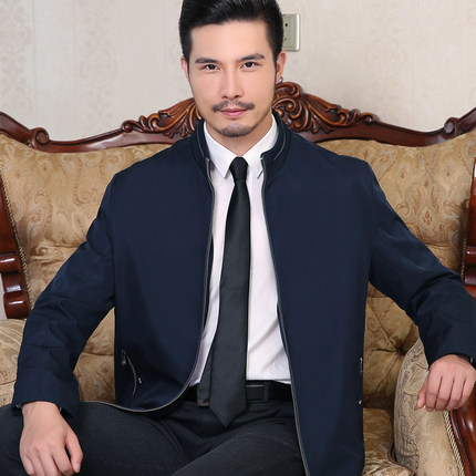 达尔鸟 中年男士夹克爸爸装薄款外套2016新款春秋季立领中老年人男装