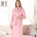 颂美 秋冬季珊瑚绒睡袍加厚睡衣纯色法兰绒浴袍浴衣女士家居服 2款可选