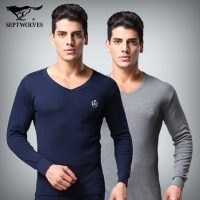 Septwolves七匹狼 男士纯棉薄款V领秋衣秋裤套装 全棉毛衫青年基础保暖内衣 8色可选