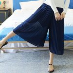 香寇 百褶雪纺阔腿裤子女裤夏季薄款哈伦裤裙裤高腰裤宽松休闲裤九分裤 4色可选