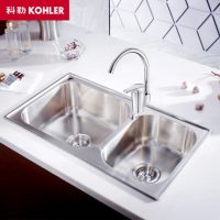 KOHLER科勒 76024T水槽双槽304不锈钢加厚套餐厨房洗菜盆手工盆