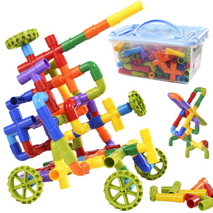 caipo 儿童拼插装塑料管道积木男孩儿童水管积木玩具3-8周岁38件装