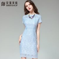 BIRRYSHOP贝瑞英格 夏秋新品女装中长款修身短袖复古蕾丝连衣裙夏蕾丝裙 多色可选