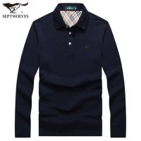 七匹狼 男装 中年男士长袖t恤 翻领纯棉polo衫爸爸装 2016新款秋装 14色可选