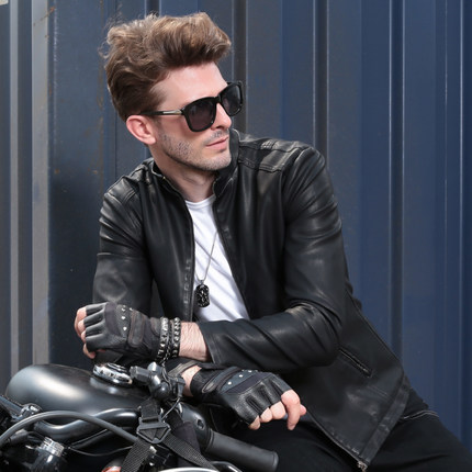 维德里 立领皮衣 男士PU皮夹克 男装青年秋冬季防真皮机车修身型大码外套