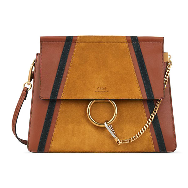 Chloe 蔻依 FAYE系列 女包 条纹拼色单肩包斜挎包 classic tobacco