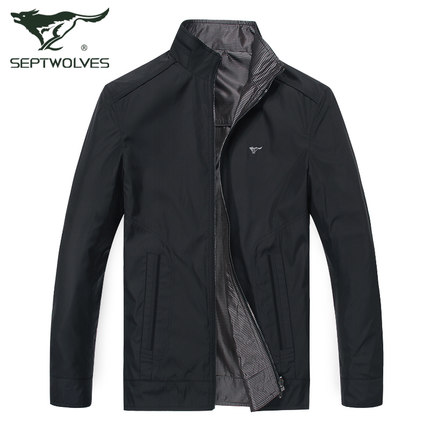 七匹狼 夹克 男士双面外套2016秋装新款商务立领茄克jacket衫 2769