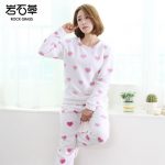 岩石草 可爱珊瑚绒睡衣秋冬季套头长袖韩版法兰绒居家服套装少女家居服 多款可选