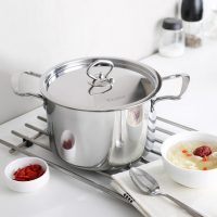 蒂洛克 T-N9S20 汤锅304食品级不锈钢20cm加高加厚不粘双耳炖锅电磁炉通用