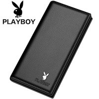 PLAYBOY花花公子 男士长款钱包牛皮皮夹 薄款真皮票夹新款青年钱夹 多款可选