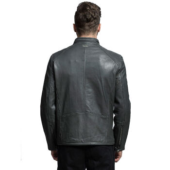 ANDREWMARC 男士真皮皮衣外套春季青年绵羊皮水洗修身皮衣TM6A1014 铁灰色