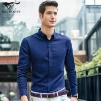 七匹狼 长袖衬衫 2016秋季新品 男士纯色休闲时尚青年商务天丝衬衣 8色可选