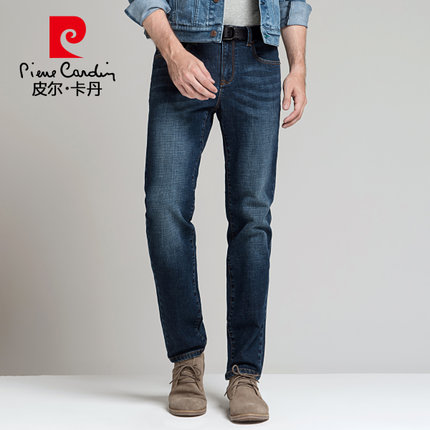 皮尔卡丹 男士牛仔裤秋季修身型弹力裤子直筒青年大码秋冬款男裤