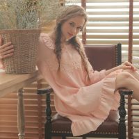 猫和才女 韩版纯棉睡衣睡裙女秋宫廷公主甜美可爱大码宽松长袖家居服 6色可选