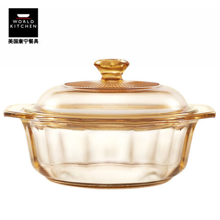 VISIONS康宁 VS-08-DI餐具透明锅璀璨晶钻锅 耐热玻璃明火直烧耐高温0.8L