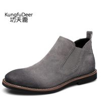 功夫鹿 英伦男靴沙漠靴真皮马丁靴男士短靴潮流军靴皮靴复古切尔西靴 7色可选