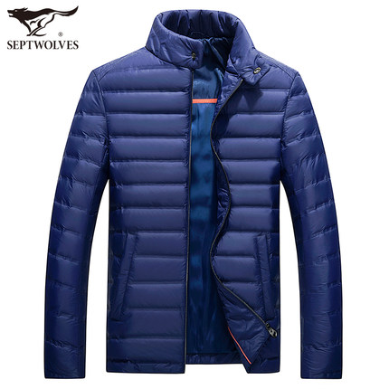 七匹狼 男装 中年男士羽绒服轻薄外套 2016冬装新款立领上衣鹅绒服