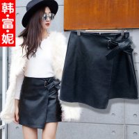韩富妮 大码皮裙半身裙秋冬高腰a字裙包臀裙子蓬蓬裙女短裙秋季2016新款 8色可选